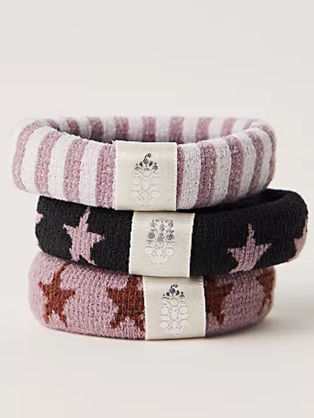 NWT FP Movement We Move Hair Tie Pack Set of 3, mixed stars & stripes patterns
